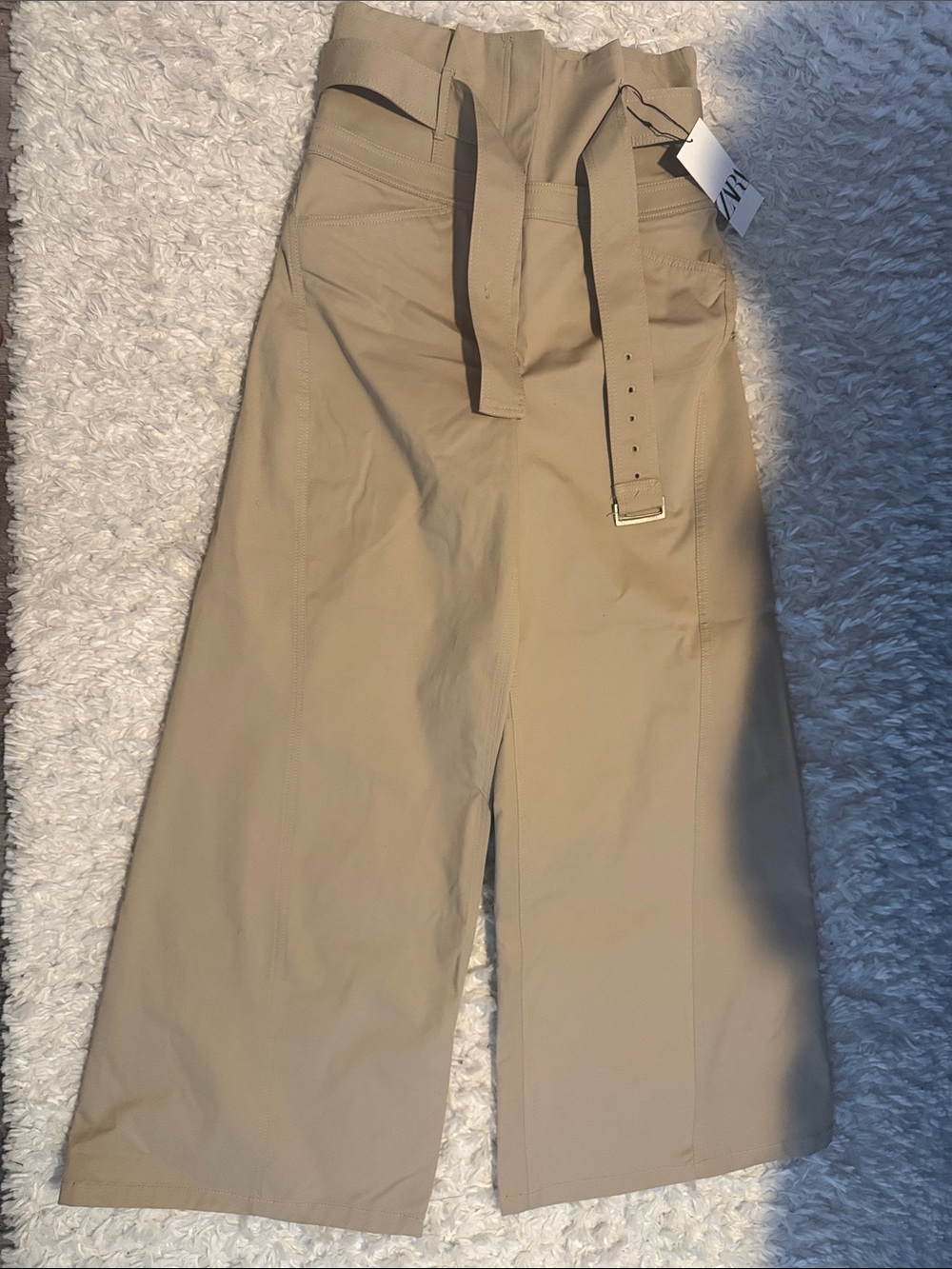 Zara Terez Beige Wide-Leg Chinos with Matching Belt